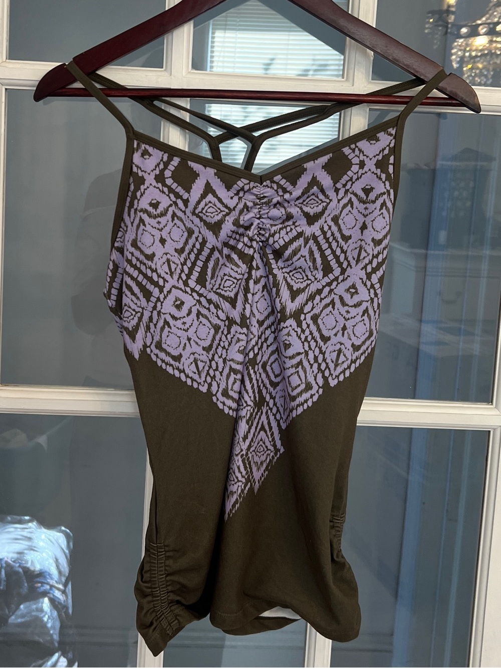 PRANA Women’s Boho Print Criss Cross Back Ruched Side Leyla Tank Top Size M NEW